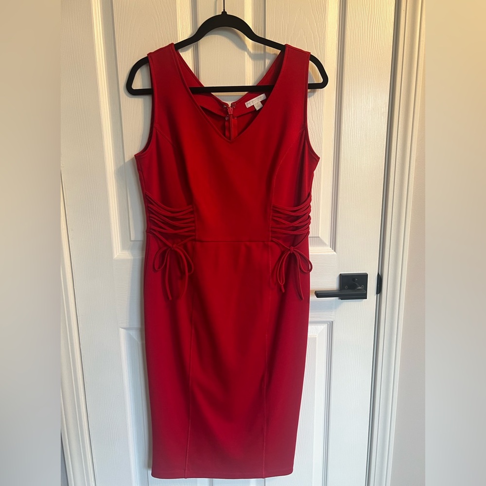 New York & Company Elegant Red Midi Dress